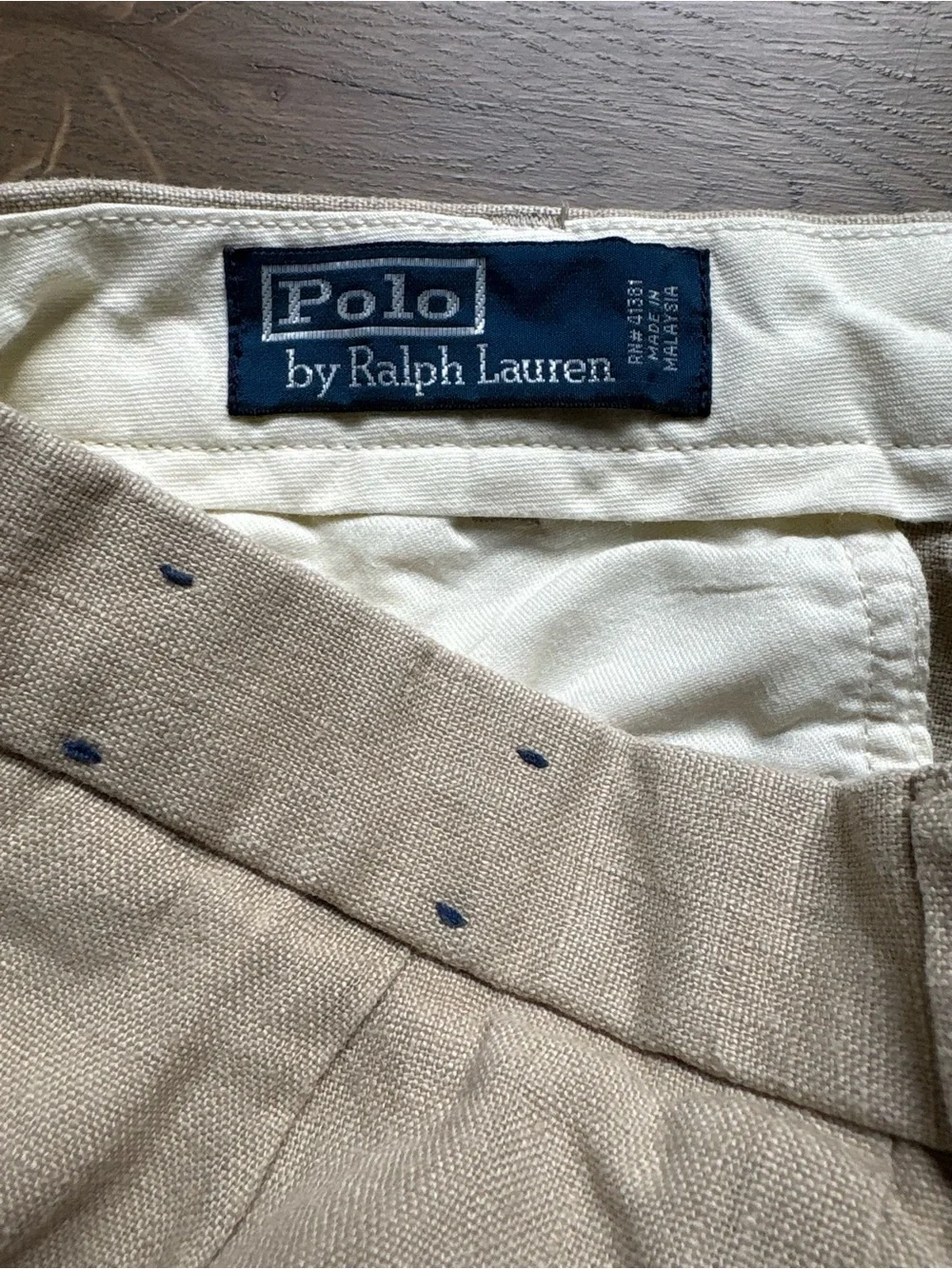 Polo By Ralph Lauren 100% Linen Pants Cuffed Pockets Old Money Tan Size 38x32